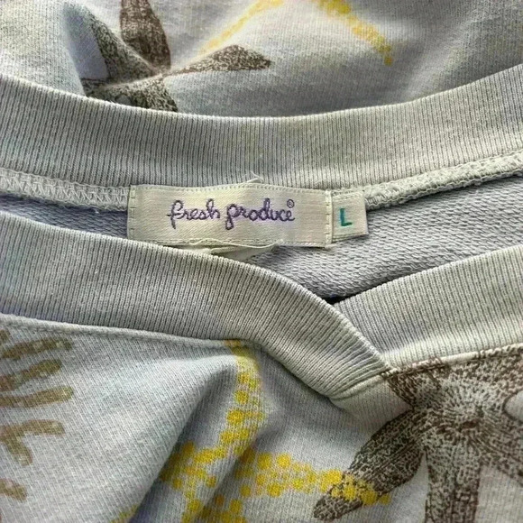 Fresh Produce Seashell Large Sweatshirt VTG Vintage‎ 90s Women's Sea Beach Blue - Picture 9 of 10